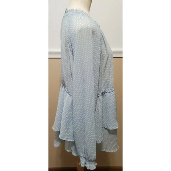 Torrid Light Blue Swiss Dot Layered Peasant Blouse - Picture 5 of 11